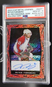 Peter Forsberg - 2024 Leaf Metal Legends Auto 3/7 Red Shimmer HOF - PSA 10 - Bild 1 von 3