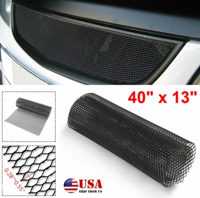Cubierta de rejilla de malla de aluminio negro para parachoques de coche guardabarros capó rejilla de ventilación red 40" x 13" Foto 1 de 4