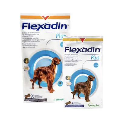 FLEXADIN¹PLUS Protection Snack Douleur Articulation Arthrose Chien M/XL 30/90 Un • 29.50€