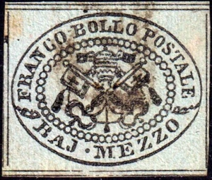 1852 - Pontificio - 1/2 baj grigio - Sassone n.1 - usato - Foto 1 di 1