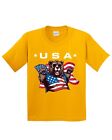 American Bear Kid's T-Shirts Funny USA Flag Patriotic Animal Lover Gift New Tee