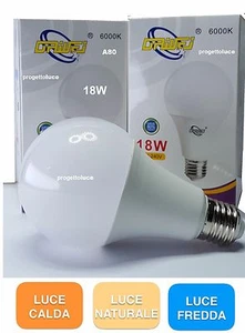 LAMPADA LAMPADINA  LED E27 18W  GOCCIA BULBO A80 SMD 18W = 150W  1620 LUMEN - Foto 1 di 1