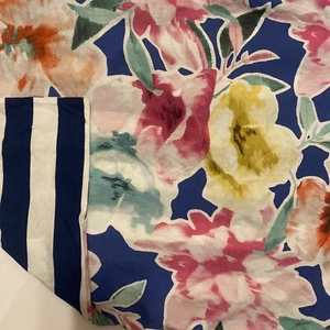 Pottery Barn Teen Watercolor Floral Bloom Reversible Stripe Pillow Cover - Picture 1 of 7