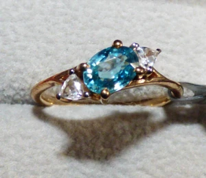 Ratanakiri Blue Zircon Gold Ring - limited listing - Picture 1 of 8