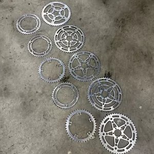 HUGE LOT - 6 Sets Vintage Stronglight 49D Chainrings, 52/42T, Double, 5-Pin Road - Picture 1 of 24