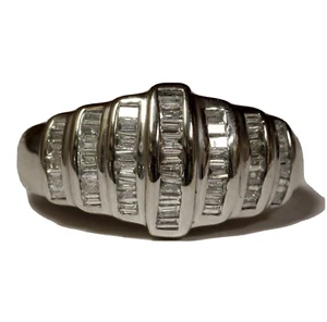 14k white gold womens .52ct baguette anniversary diamond ring band 5.2g 8.25 - Picture 1 of 10