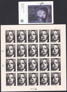 Scott #3943 Greta Garbo Sheet of 20 Stamps - MNH w/Swedish booklet (2517C) - Picture 1 of 1
