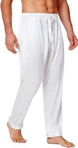 Mens Satin Pajama Lounge Pants Soft Breathable Sleepwear Bottoms S to 4XL - Picture 1 of 17