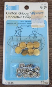 New Scovill Clinton Gripper DecorativeSnap Fastners #19 7 Sets No Sew - Picture 1 of 3