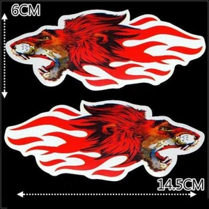CAR TWO SIDE FENDER MOTORCYCLE DECORATION DECALS STICKERS FLAME RED WOLF #2 - Picture 1 of 2