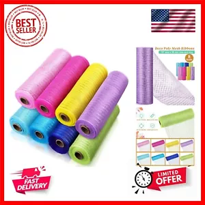 8 Rolls Easter Deco Mesh Ribbon for Wreath Making 10in x 30ft Colored Poly Bu... - Picture 1 of 7