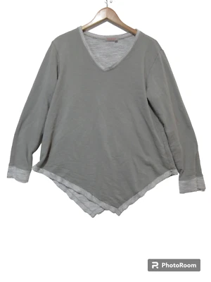 Talla M/L M L Fresh Produce Terry Francés Dobladillo Asimétrico Túnica Top Sudadera Gris Foto 1 de 4