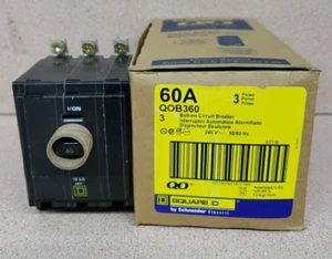 NEW BOX OF 3 Square D QOB360 60Amp Circuit Breaker 3 Pole 240Vac 10kA - Picture 1 of 3