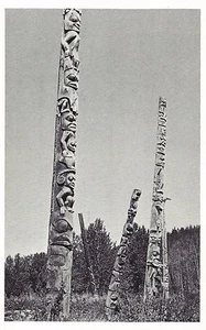 Postcard British Columbia Totem Pole Kitwancool Skeena River Grant-Mann  - Picture 1 of 1