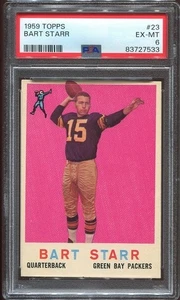 1959 Topps #23 Bart Starr PSA 6 Green Bay Packers Salón de la fama Universidad de Alabama - Imagen 1 de 1