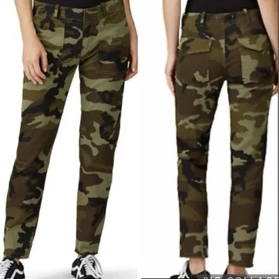 Nili Lotan Jenna Raw Hem Pants Green Camo Size 2 - Image 1 of 4