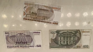 1984 1986 Austria 20 50 100  Schilling Notes - Picture 1 of 2