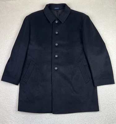Stafford Coat Mens 50R Black Wool Performance Car Topcoat Lined Overcoat Walker - Image 1 of 4