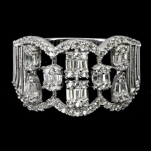 925 Sterling Silver Ring Baguette Simulated Cz 2x1mm Gemstone Jewelry Size 7 - Picture 1 of 13