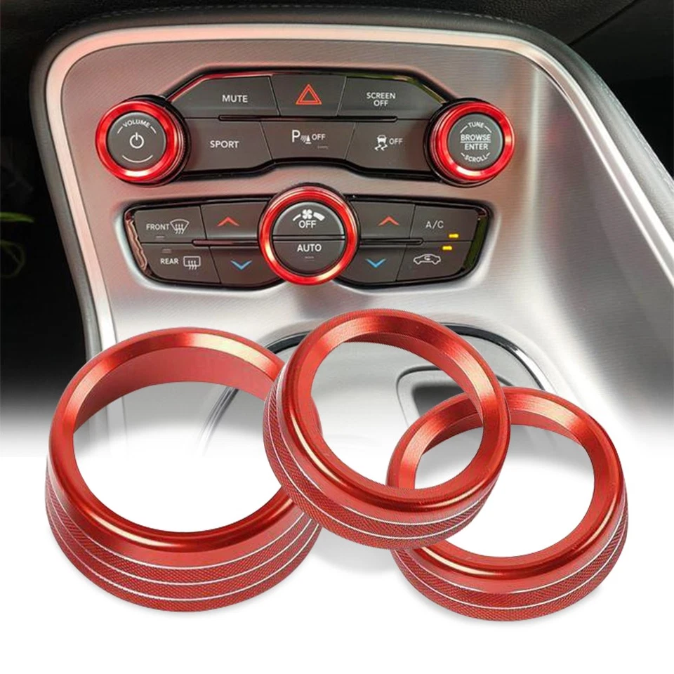 3 peças botão climático controle guarnição ajuste 2015-2021 Dodge Challenger carregador - Imagem 1 de 4