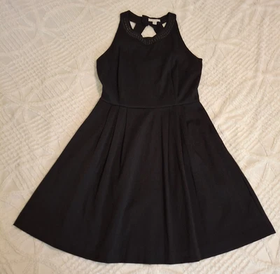 New York & Company Women's Size 12 Black Dress Halter Sleeveless Stretch Pockets - Image 1 of 4