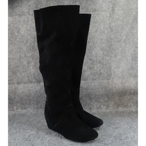 Scarpe Colin Stuart donna 6,5 stivali alti zeppa moda pelle pull on nero - Foto 1 di 17