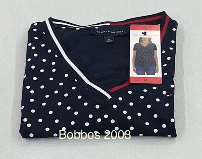 Tommy Hilfiger женщин v-образным вырезом рубашка с коротким рукавом, темно-синий, размер M - Изображение 1 из 4