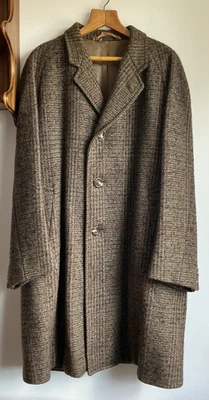 Vintage 50er/60er Jahre Arnotts Man Shop Dublin Wolle Tweed Mantel Khaki Mix L/XL? - Bild 1 von 4