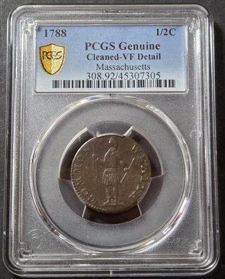Massachusetts 1788 Half Cent, PCGS VF detail - Image 1 of 4