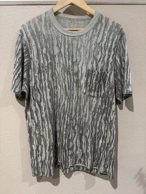 Camiseta de bolsillo camuflada vintage años 90 árbol real puntada única Foto 1 de 3