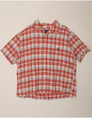 CHAPS Mens Big & Tall Short Sleeve Shirt 2XL Red Check Linen CF07 - Image 1 of 4