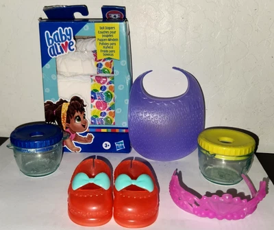 Lot of Baby Alive Doll Accessories Diapers Bib Shoes - Image 1 of 3