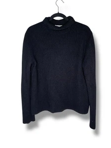 VINCE DAMEN schwarzer KASCHMIR SHAKER RIPP ROLLKRAGEN PULLOVER Gr. XL - Bild 1 von 8