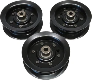 3PCS Black Flat Idler Pulley Compatible with Exmark Toro 50 54 Inch Deck Quest E - Picture 1 of 12
