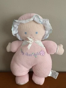 Prestige 8" Pink White Thermal Waffle Weave My First Doll Rattle Plush Baby - Picture 1 of 4