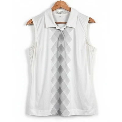Camiseta sin mangas polo Nike Golf Mujer M Dri-Fit Athleisure Golfcore Tenniscore Preppy Argyle Foto 1 de 4
