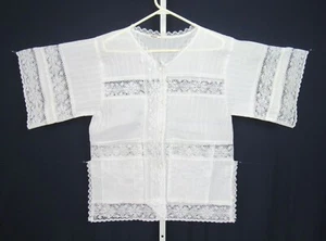 CAMICIA VINTAGE ANNI 70 80 I. MAGNIN BIANCA PIZZO FLOREALE TAGLIA 38  - Foto 1 di 12