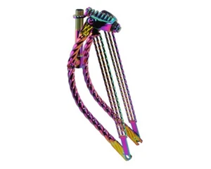 20 LOWRIDER BENT TRIPLE SQUARE TWISTED SPRING FORK 1 INCH OIL SLICK - Picture 1 of 1