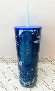 Starbucks Blue Butterfly Stainless Steel Cold Cup Tumbler Grande 16oz Limited - Bild 1 von 2