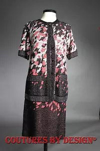 St John Neuheit Strickkleid Anzug schwarz bunt abstrakt Größe P-2 neu mit Etikett UVP $ 1820 - Bild 1 von 6