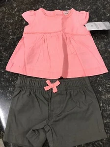 CARTER'S  2pc GIRLS SHORT OUTFIT - PINK SIZE NB (11-TW-374) - Picture 1 of 4