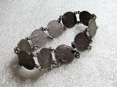 ORIGINAL Russian  SILVER Imperial 5 kopecks Coins Bracelet Alexander III 1888 - Image 1 of 4