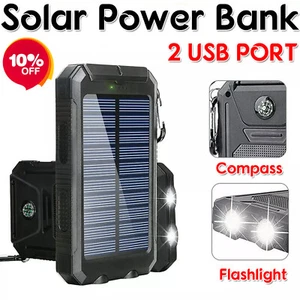 Caricabatteria portatile power bank solare LED impermeabile per tutti i telefoni cellulari Regno Unito - Foto 1 di 6