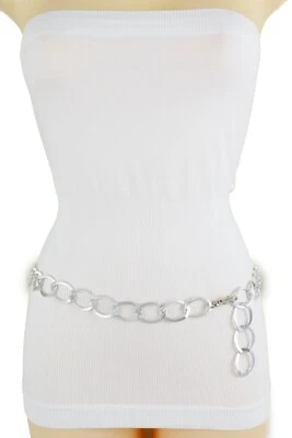 Sexy Women Fashion Belt Silver Metal Chain Link Hip High Waist Plus Size XL XXL - Image 1 of 4