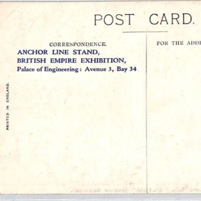 GB WEMBLEY EXHIBITION 1924-25 Postcard *ANCHOR LINE* Advert INDIA MARITIME PF201 - Image 1 of 4