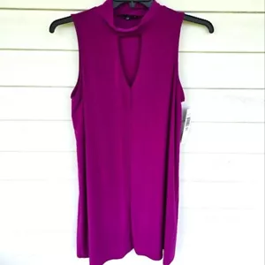 TIANA B Women Sleeveless Keyhole Neck Violet Red Mini A-line Dress Size 12P NWT - Picture 1 of 7
