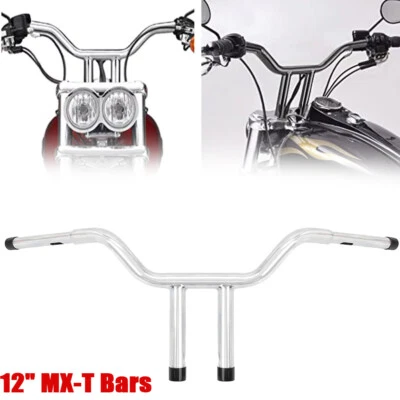 12" MX-T Bar 1-1/4" Fat Handlebar For Harley Softail Sportster Dyna - Image 1 of 4