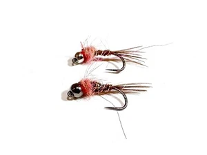 12 Euro Tungsten Bead Head Pink Hot Spot Frenchie Nymph Size #14 - Picture 1 of 2