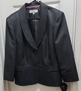Kasper Women's Black & White Jacquard Blazer Jacket Size 18 Career Office Trendy - Picture 1 of 15