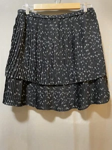 NWT BANANA REPUBLIC Women Elastic Waist Chiffon Pleated Skirt SZ M Black Floral - Picture 1 of 13